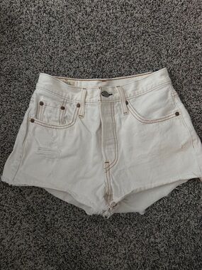 White High-Waist Denim Shorts - Casual Women's Summer Staple
